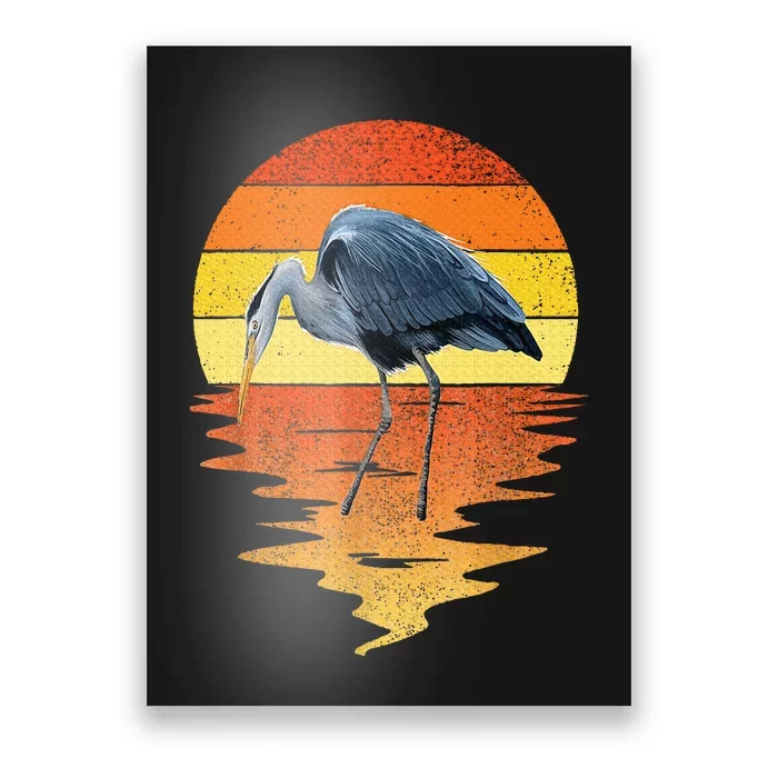 sunset vintage blue heron Heron Water Bird Poster