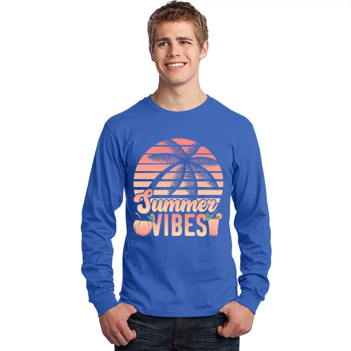 Summer Vibes Beach Vacation Lover Travel Vacay Adventurer Funny Gift Tall Long Sleeve T-Shirt