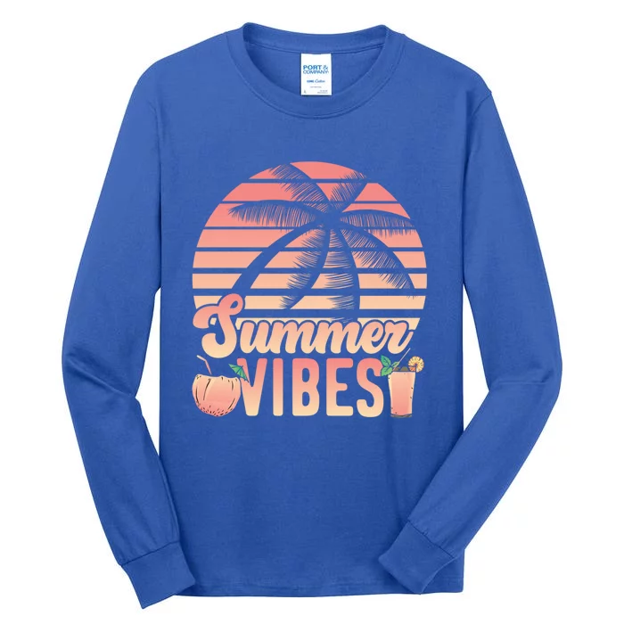 Summer Vibes Beach Vacation Lover Travel Vacay Adventurer Funny Gift Tall Long Sleeve T-Shirt