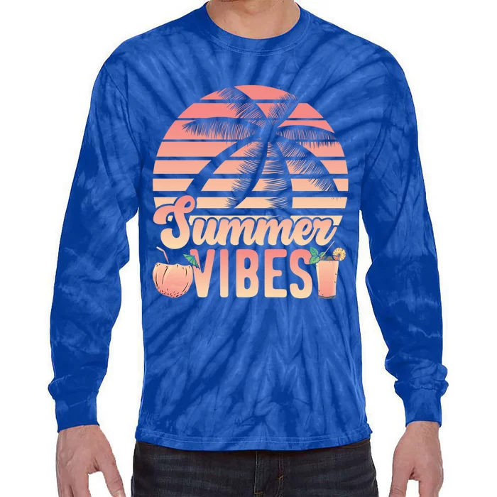 Summer Vibes Beach Vacation Lover Travel Vacay Adventurer Funny Gift Tie-Dye Long Sleeve Shirt