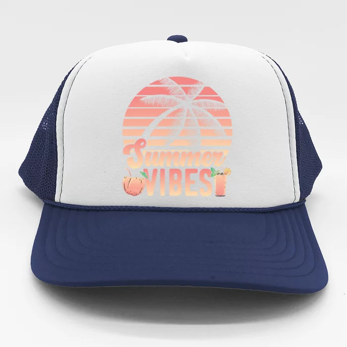 Summer Vibes Beach Vacation Lover Travel Vacay Adventurer Funny Gift Trucker Hat