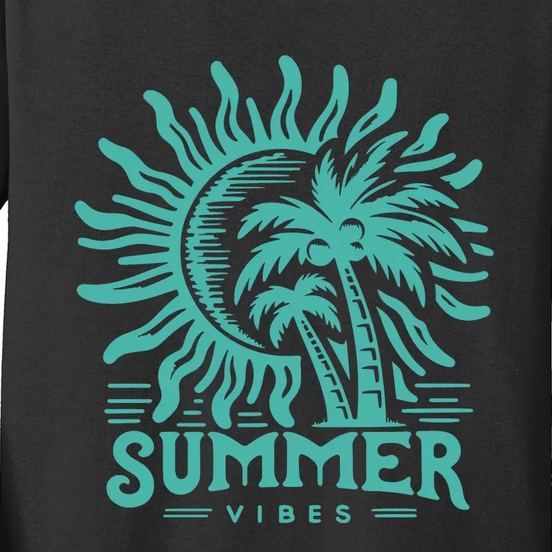 Summer Vibes Boho Beach Kids Long Sleeve Shirt