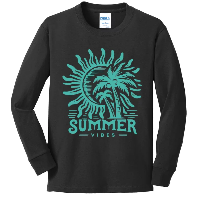 Summer Vibes Boho Beach Kids Long Sleeve Shirt