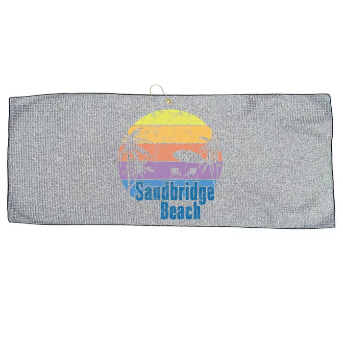 Sandbridge Virginia Beach Retro Sunset Family Beach Vacation Cute Gift Large Microfiber Waffle Golf Towel