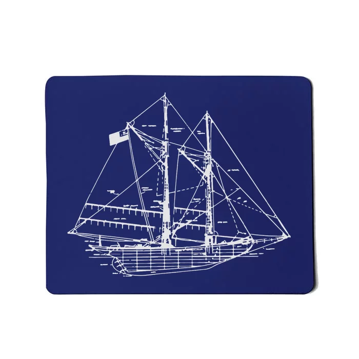 Sailing Vintage Blueprint Sailboat Yachting Vacation Mousepad