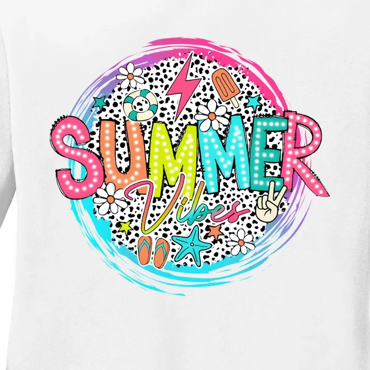 Summer Vibe Beach Vacation Ladies Long Sleeve Shirt