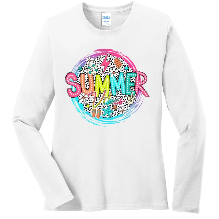 Summer Vibe Beach Vacation Ladies Long Sleeve Shirt