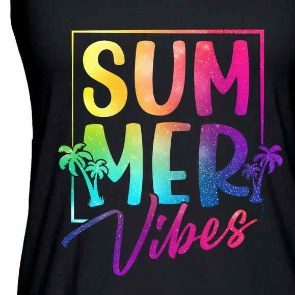 Summer Vibes Beach Sunset Ladies Essential Flowy Tank