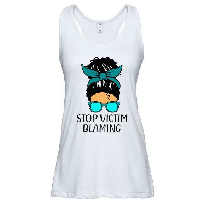 Stop Victim Blaming Sexual Assault Awareness Month Ladies Essential Flowy Tank