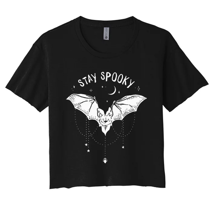 Spooky Vampire Bat Halloween Decor Women's Crop Top Tee