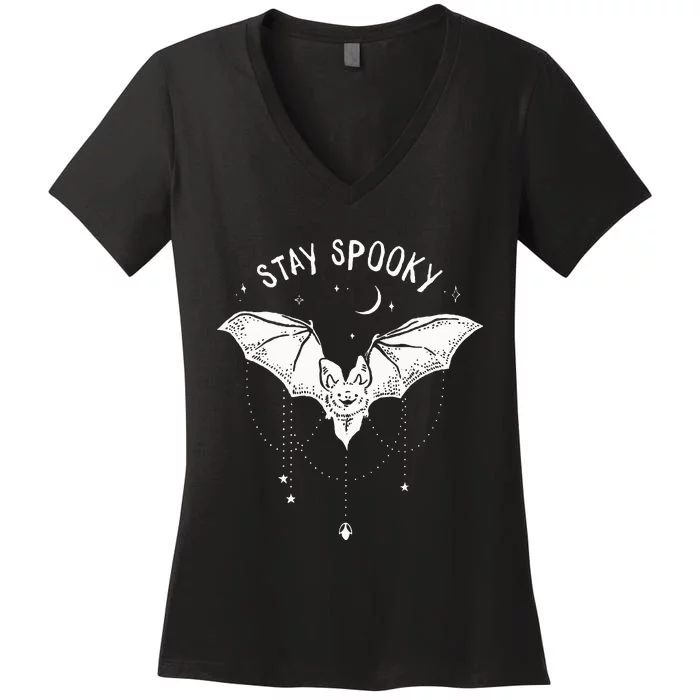 Spooky Vampire Bat Halloween Decor Women's V-Neck T-Shirt