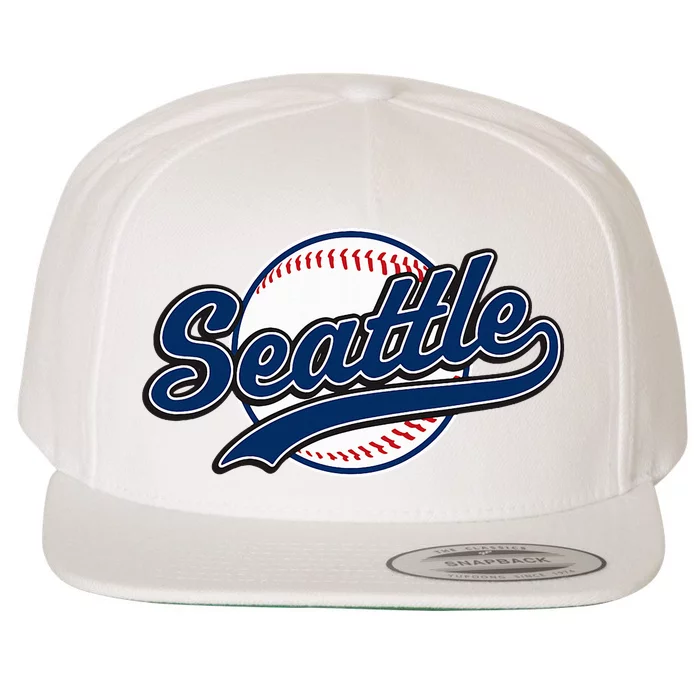 Seattle Vintage Baseball Throwback Retro Design Wool Snapback Cap