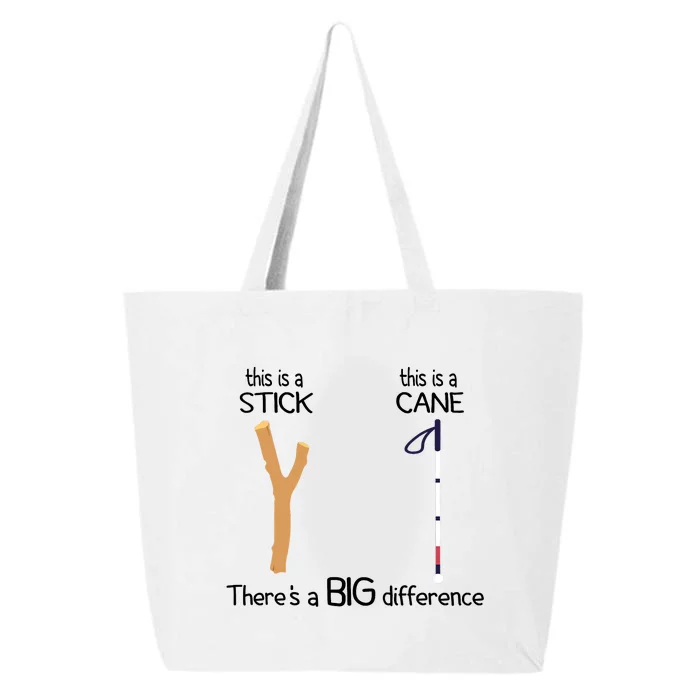 Stick Vs Cane TVI White Cane Awareness Blind 25L Jumbo Tote