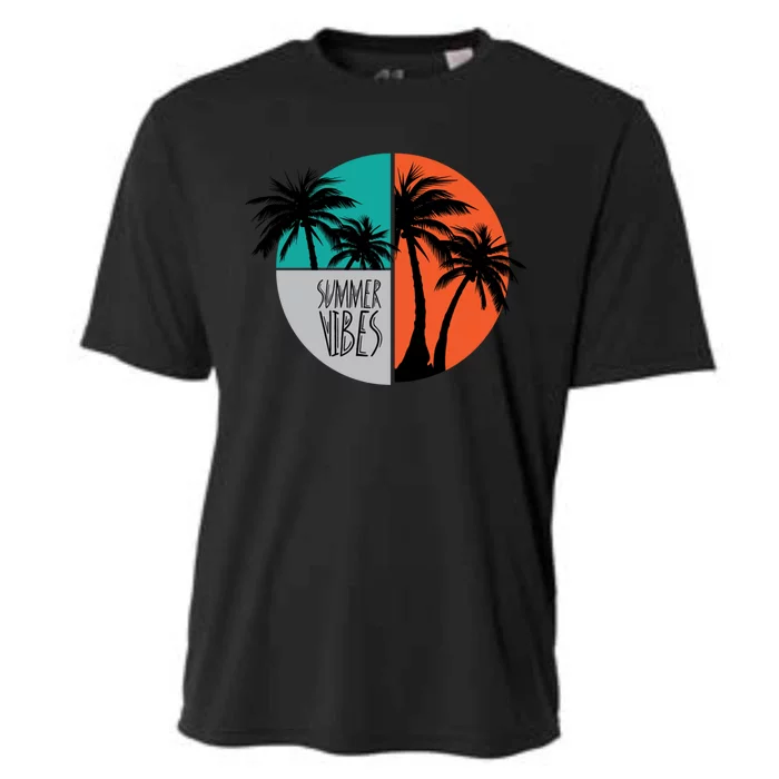 Summer Vibes Colorful Vacation Palm Tree Vacay Mode Sunshine Cute Gift Cooling Performance Crew T-Shirt