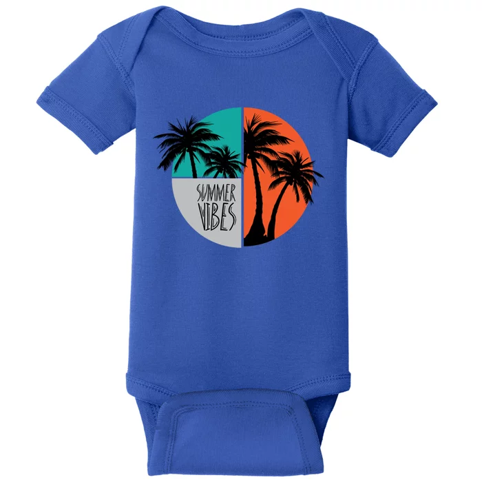 Summer Vibes Colorful Vacation Palm Tree Vacay Mode Sunshine Cute Gift Baby Bodysuit