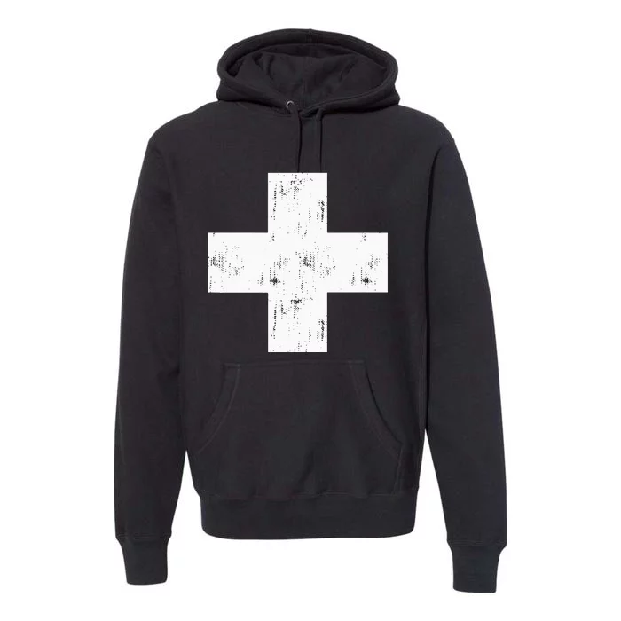 Swiss Vintage Cross Flag Switzerland Premium Hoodie