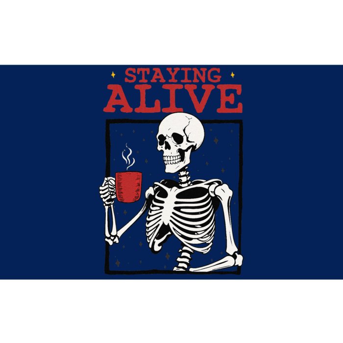 Spooky Vibe Coffee Skeleton Halloween Staying Alive Meme Bumper Sticker