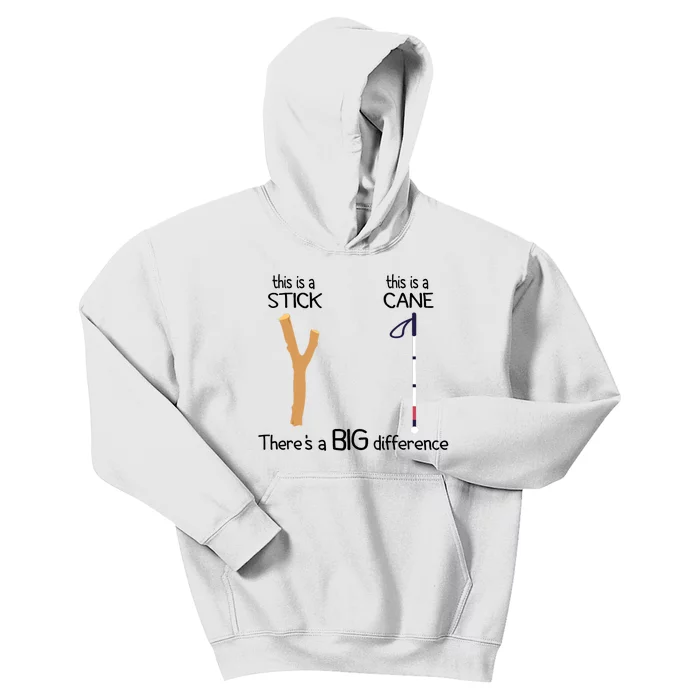 Stick Vs Cane TVI White Cane Awareness Blind Kids Hoodie