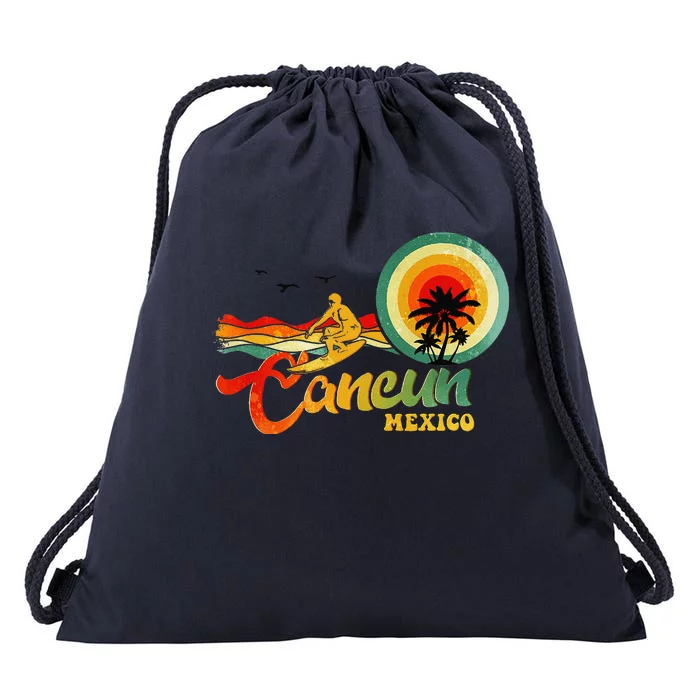 Summer Vacation Cancun Mexico Beach Drawstring Bag