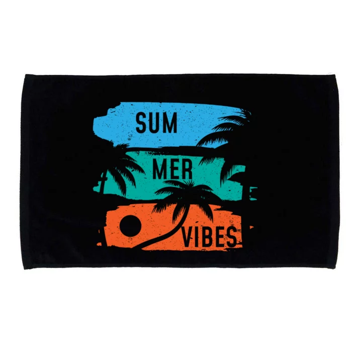 Summer Vibes Colorful Vacation Palm Tree Vacay Mode Sunshine Great Gift Microfiber Hand Towel