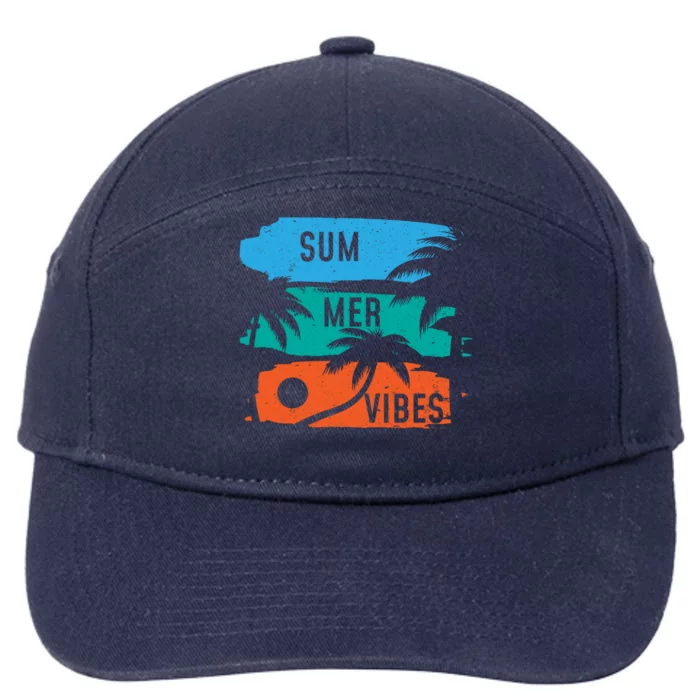 Summer Vibes Colorful Vacation Palm Tree Vacay Mode Sunshine Great Gift 7-Panel Snapback Hat