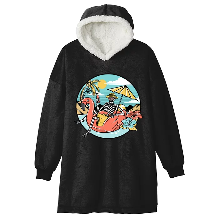 Summer Vibes Chill Vibes Only Hippie Skeleton Hooded Wearable Blanket