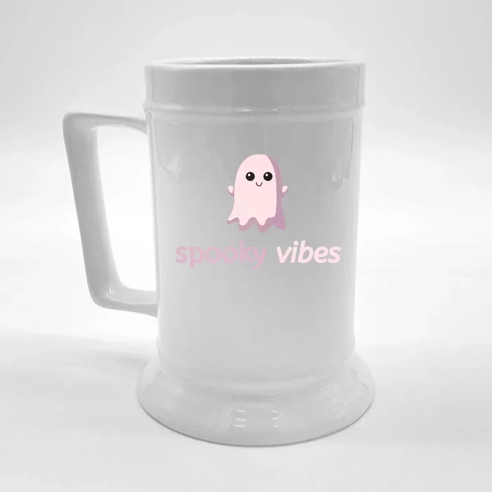 Spooky Vibes Cute Ghost Halloween Meaningful Gift Front & Back Beer Stein