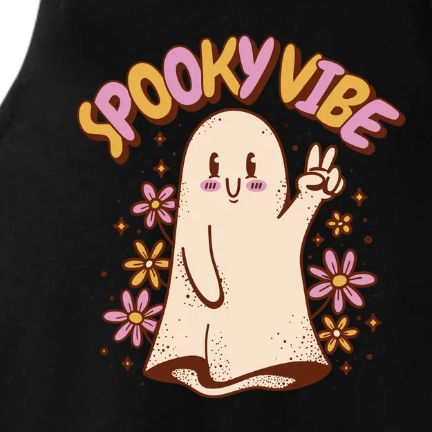 Spooky Vibe Cute Hippie Ghost Ladies Tri-Blend Wicking Tank