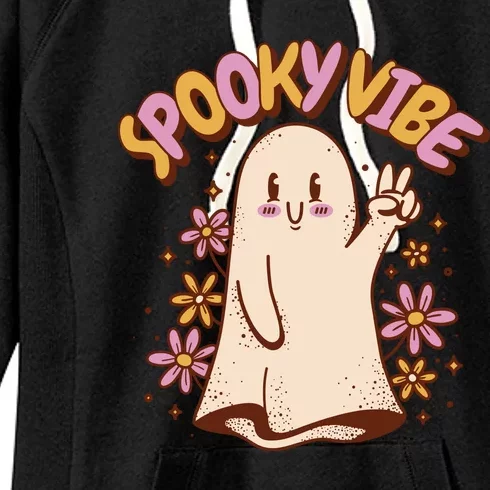 Spooky Vibe Cute Hippie Ghost Women's Fleece Hoodie