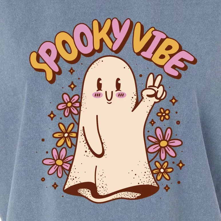 Spooky Vibe Cute Hippie Ghost Garment-Dyed Women's Muscle Tee