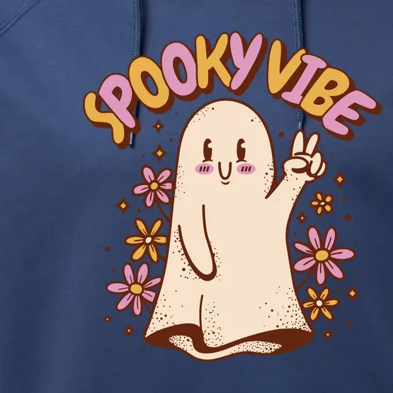 Spooky Vibe Cute Hippie Ghost Performance Fleece Hoodie