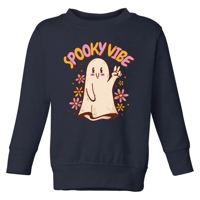 Spooky Vibe Cute Hippie Ghost Toddler Sweatshirt