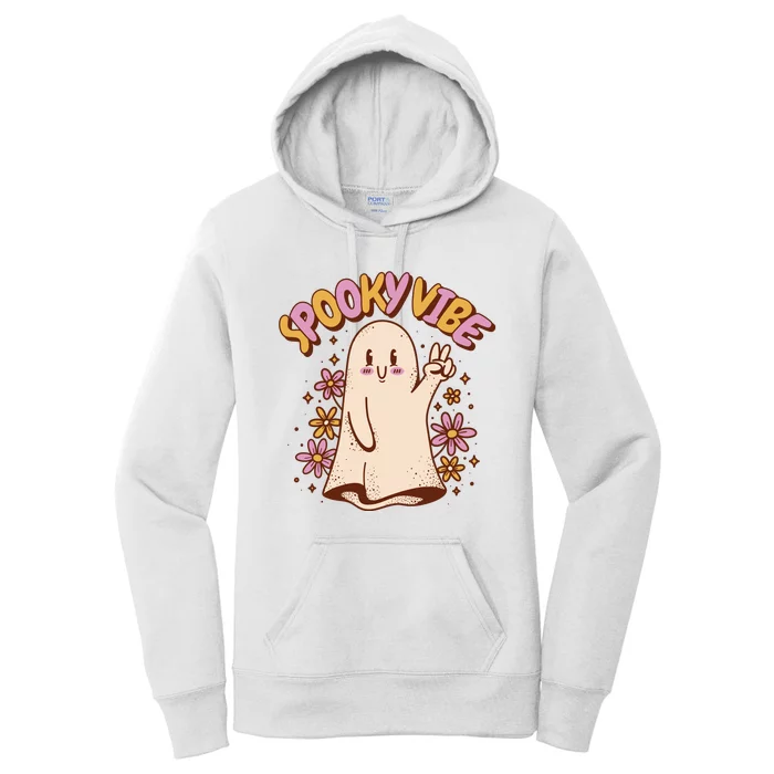 Spooky Vibe Cute Hippie Ghost Women's Pullover Hoodie