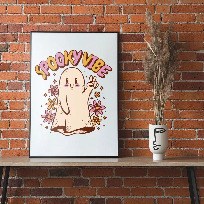 Spooky Vibe Cute Hippie Ghost Poster