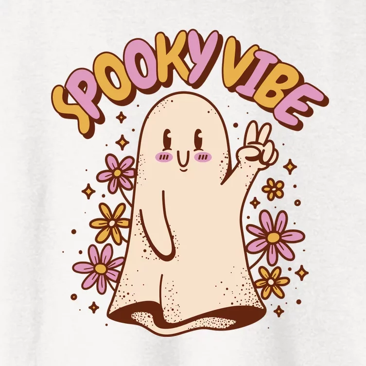 Spooky Vibe Cute Hippie Ghost Women's Crop Top Tee