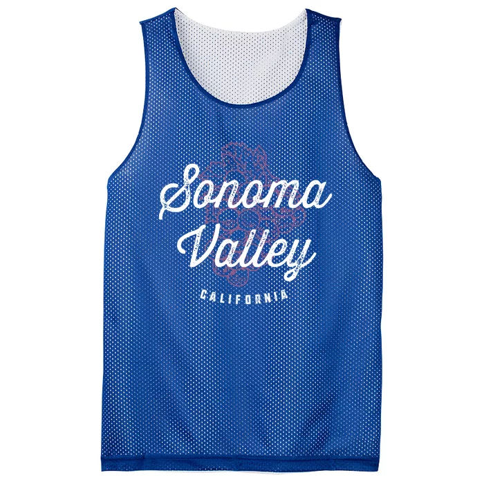 Sonoma Valley California Wine Country Vintage Gift Mesh Reversible Basketball Jersey Tank