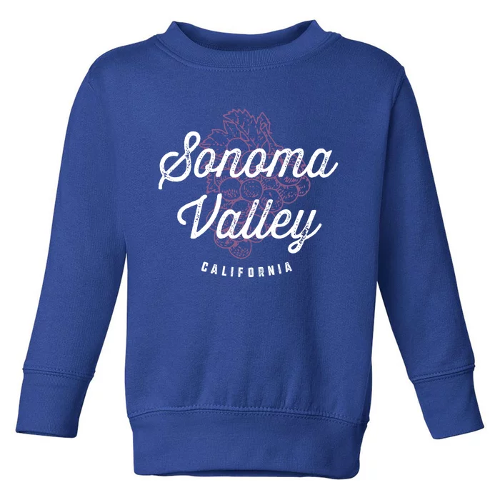 Sonoma Valley California Wine Country Vintage Gift Toddler Sweatshirt