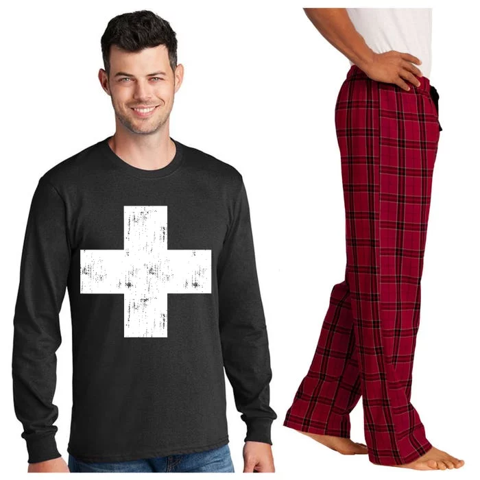 Swiss Vintage Cross Flag Switzerland Long Sleeve Pajama Set