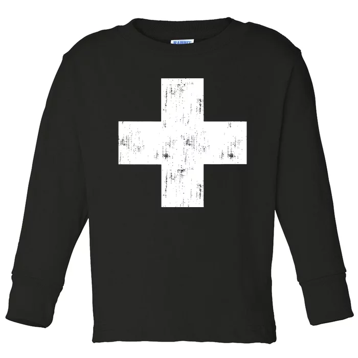 Swiss Vintage Cross Flag Switzerland Toddler Long Sleeve Shirt