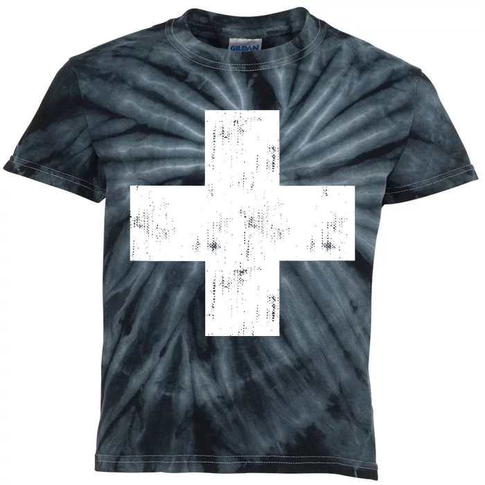 Swiss Vintage Cross Flag Switzerland Kids Tie-Dye T-Shirt