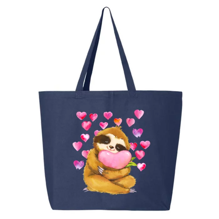 Sloth Valentine's Day Cute Sloth Hugging A Heart 25L Jumbo Tote