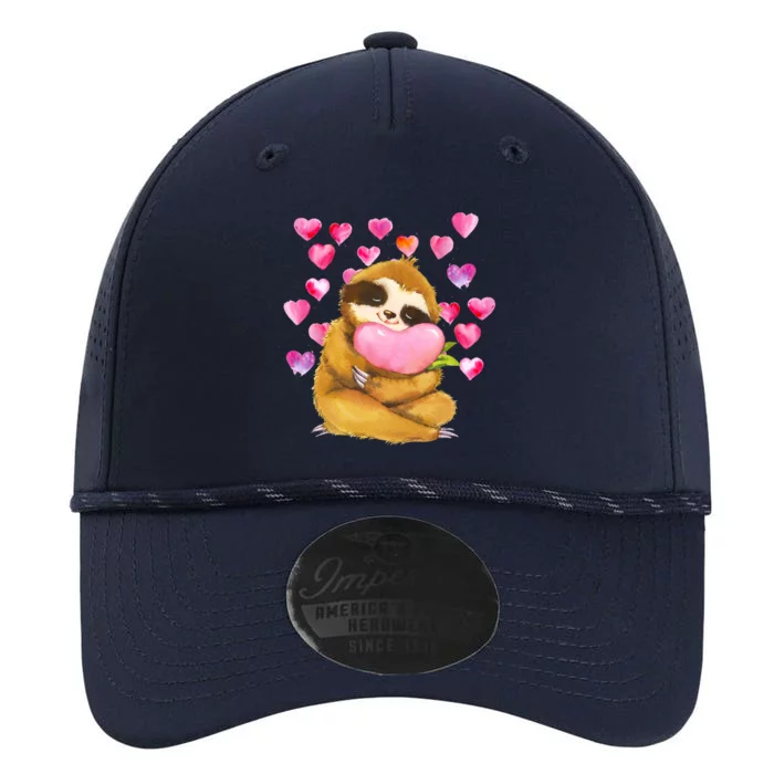 Sloth Valentine's Day Cute Sloth Hugging A Heart Performance The Dyno Cap