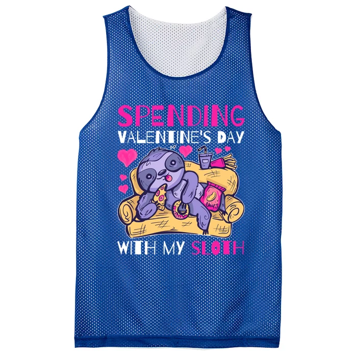 Spending Valentine's Day With My Sloth Gift Mesh Reversible Basketball Jersey Tank