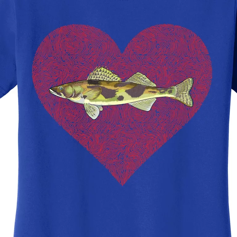 Sauger Valentines Day Fish Love Fingerprint Funny Gift Women's T-Shirt