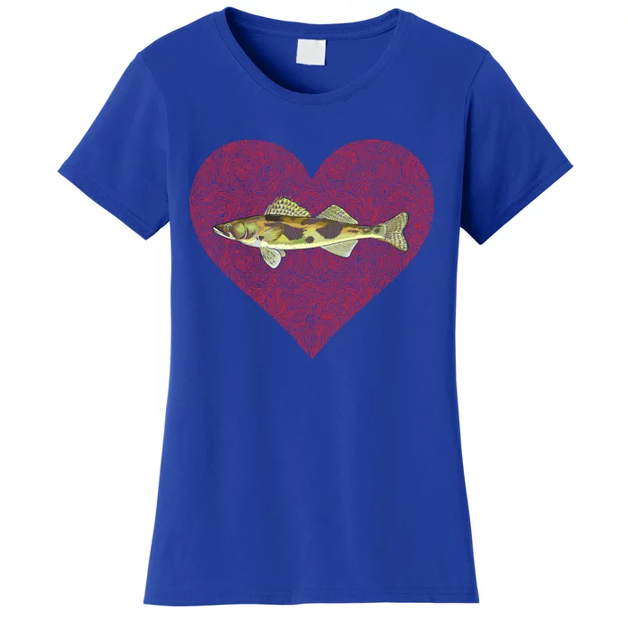 Sauger Valentines Day Fish Love Fingerprint Funny Gift Women's T-Shirt