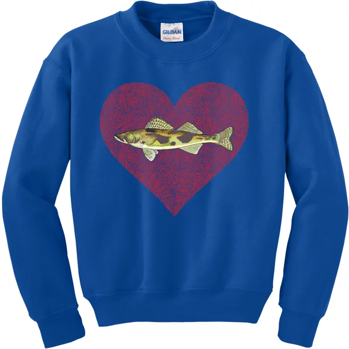 Sauger Valentines Day Fish Love Fingerprint Funny Gift Kids Sweatshirt