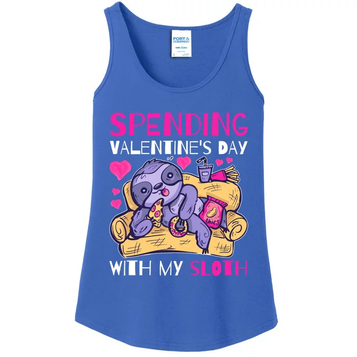 Spending Valentine's Day With My Sloth Great Gift Ladies Essential Tank