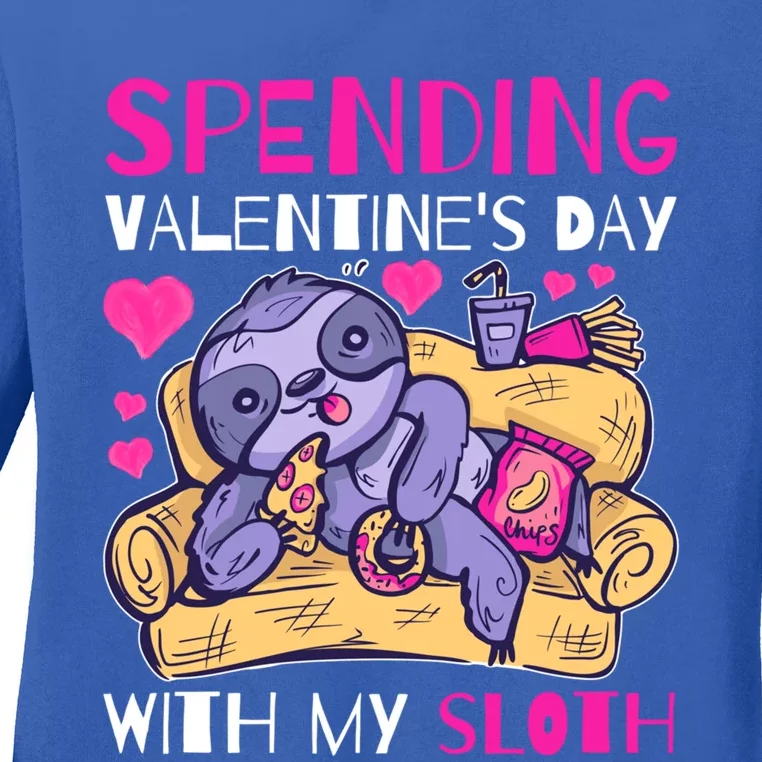 Spending Valentine's Day With My Sloth Great Gift Ladies Long Sleeve Shirt