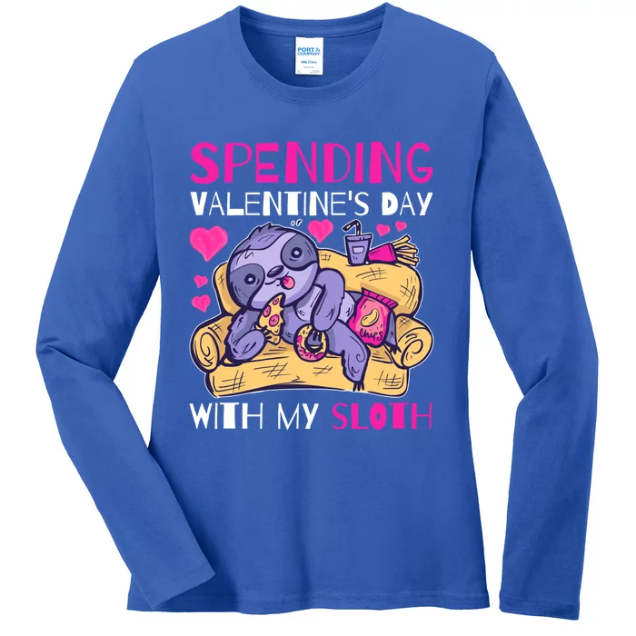 Spending Valentine's Day With My Sloth Great Gift Ladies Long Sleeve Shirt