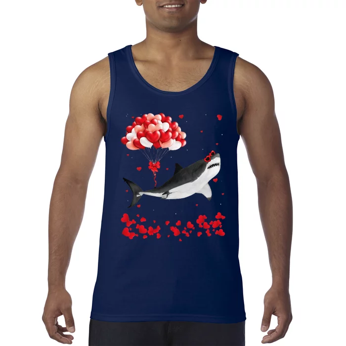 Shark Valentine's Day Cute Heart Animals Lover Gift Tank Top